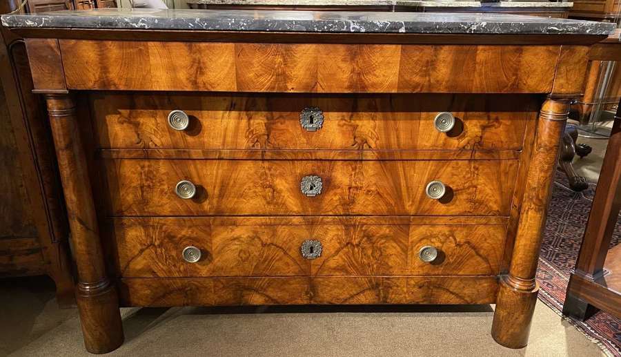 Figured walnut French Empire commode