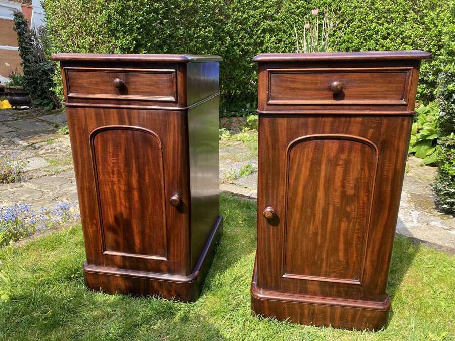 Pair of mahogany bedside cupboards