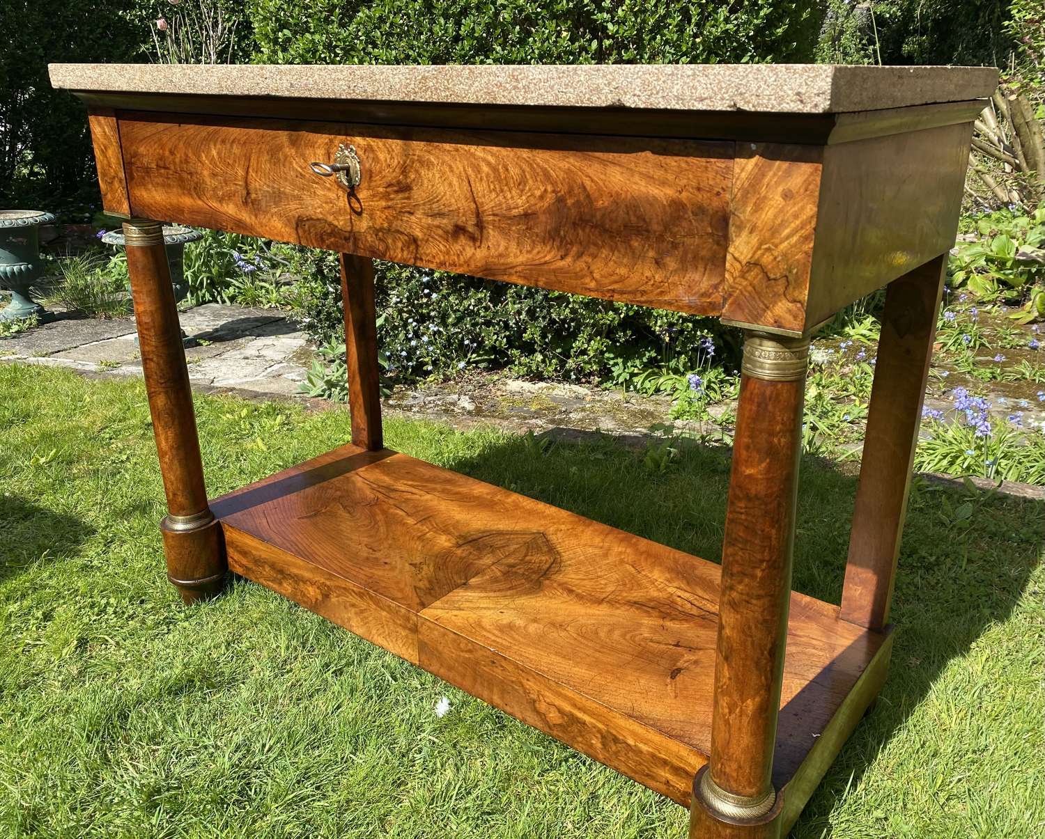 French Empire Console Table in Walnut