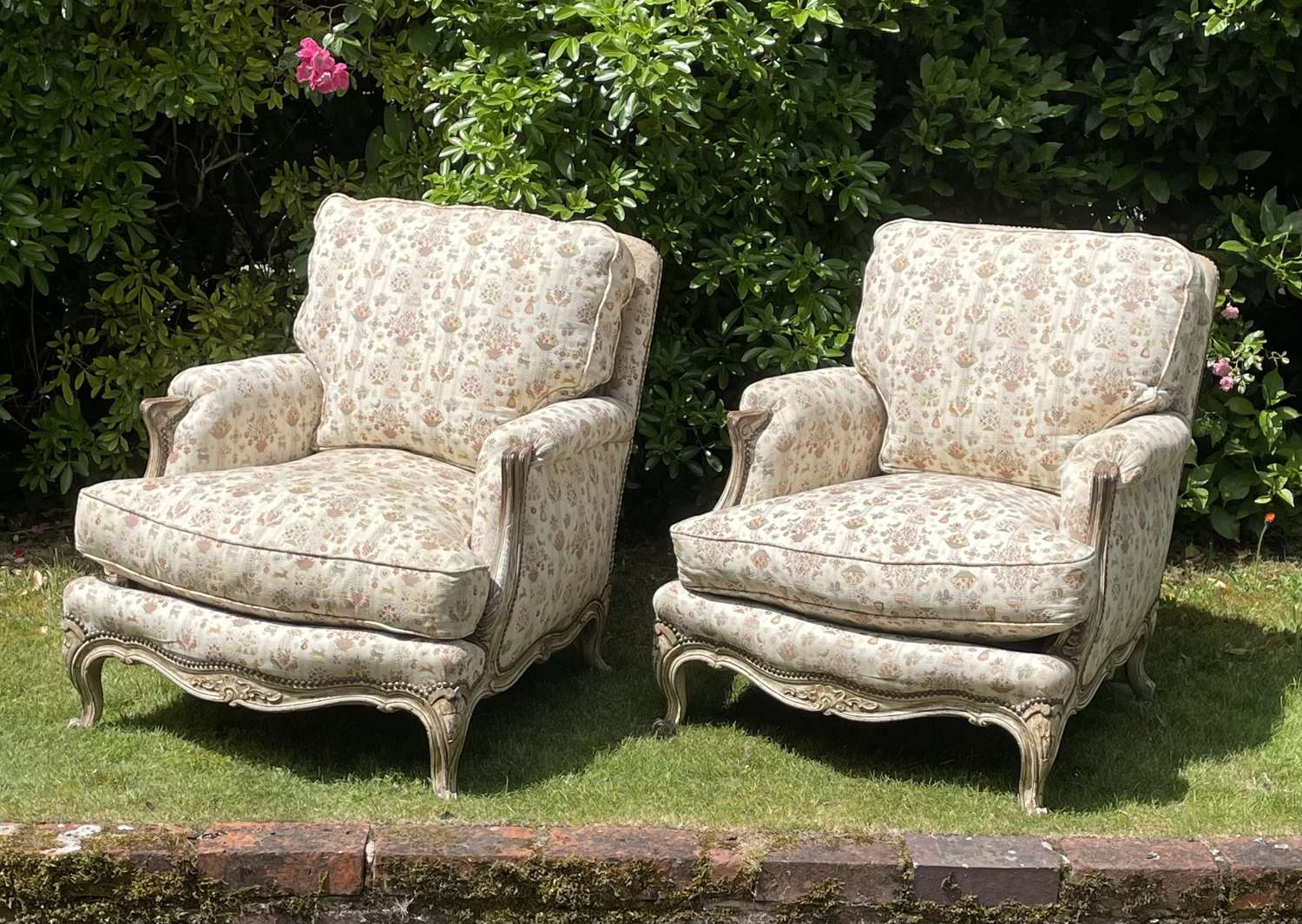 Pair of French Comfy Armchairs