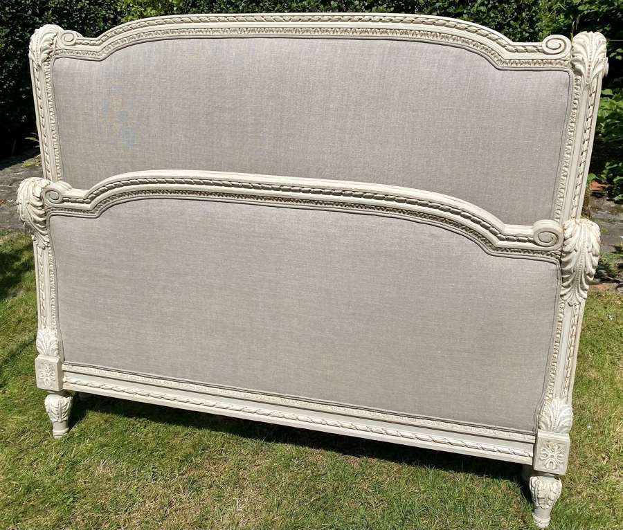 Kingsize painted bed in grey linen