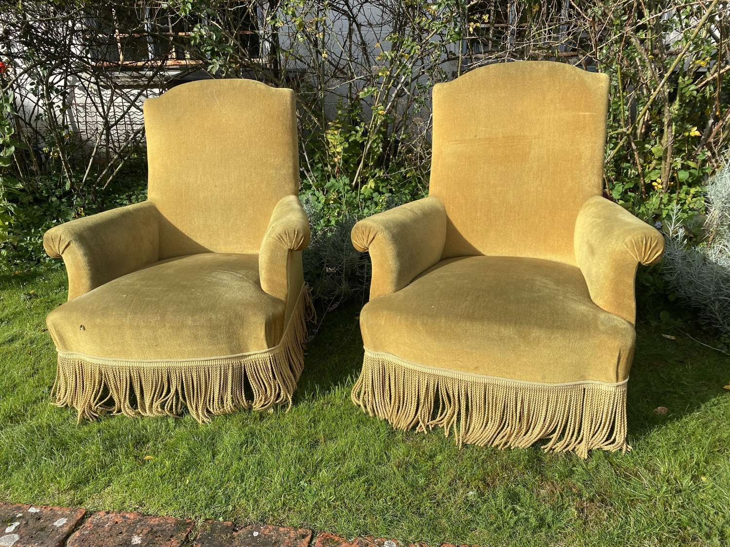 Pair of large French armchairs