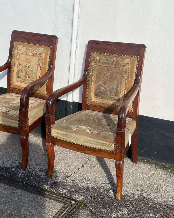 A Pair Of Restauration Period Petit Point Chairs