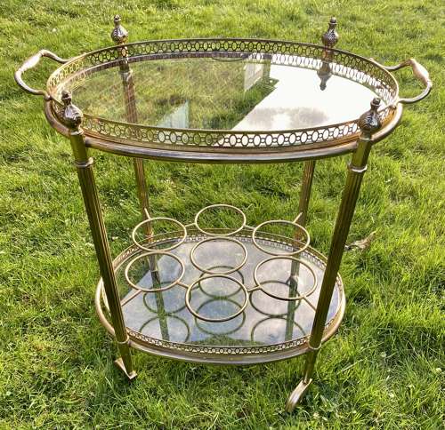Oval brass drinks trolley