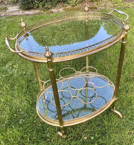 Oval brass drinks trolley