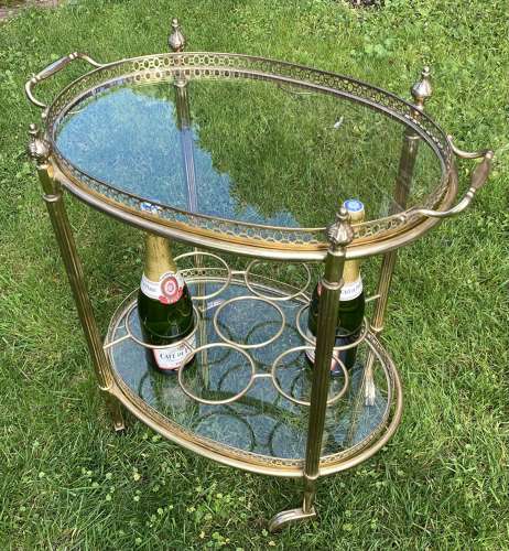 Oval brass drinks trolley