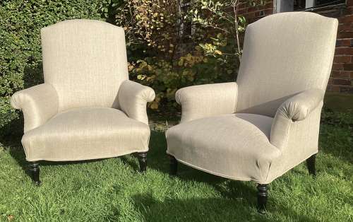 Pair of large newly upholstered armchairs