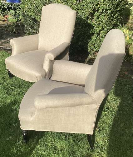 Pair of large newly upholstered armchairs