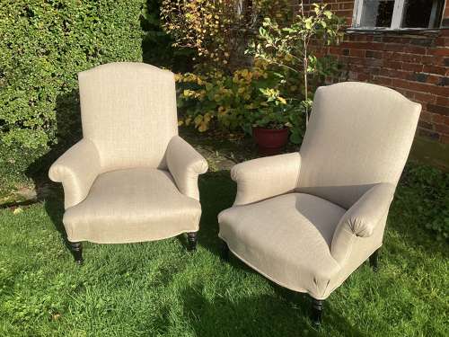 Pair of large newly upholstered armchairs