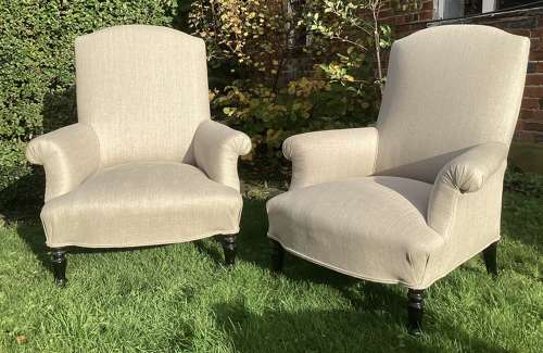 Pair of large newly upholstered armchairs