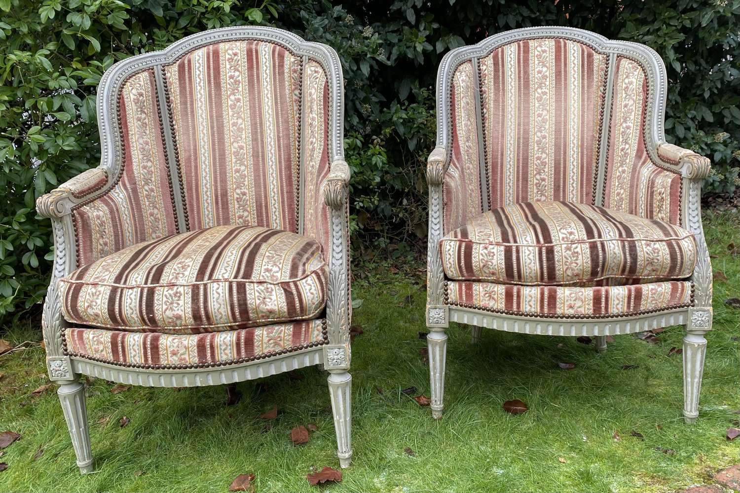 Pair of French Bergere armchairs