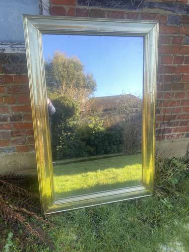 Large brass bistro mirror