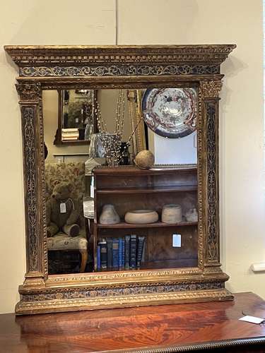 English Gilt & Blue Mirror