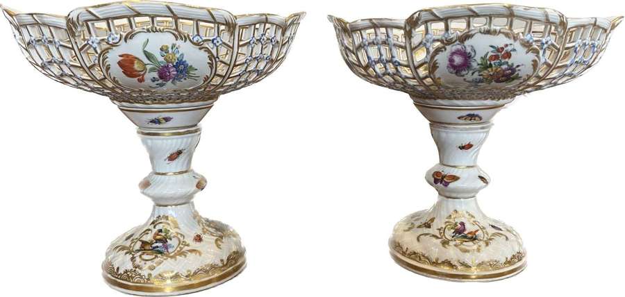Pair of decorated Meissen comports
