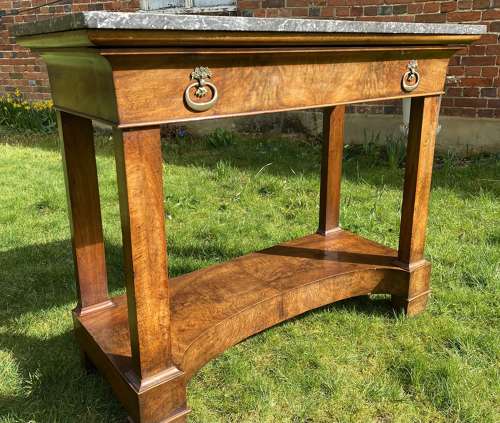 Restauration figured walnut console table