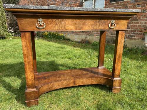 Restauration figured walnut console table