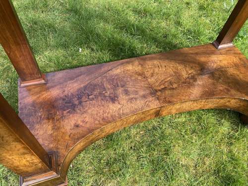 Restauration figured walnut console table