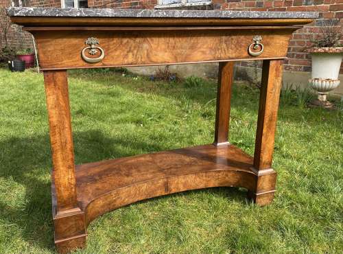 Restauration figured walnut console table