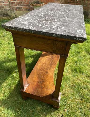 Restauration figured walnut console table