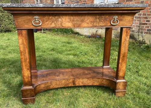 Restauration figured walnut console table