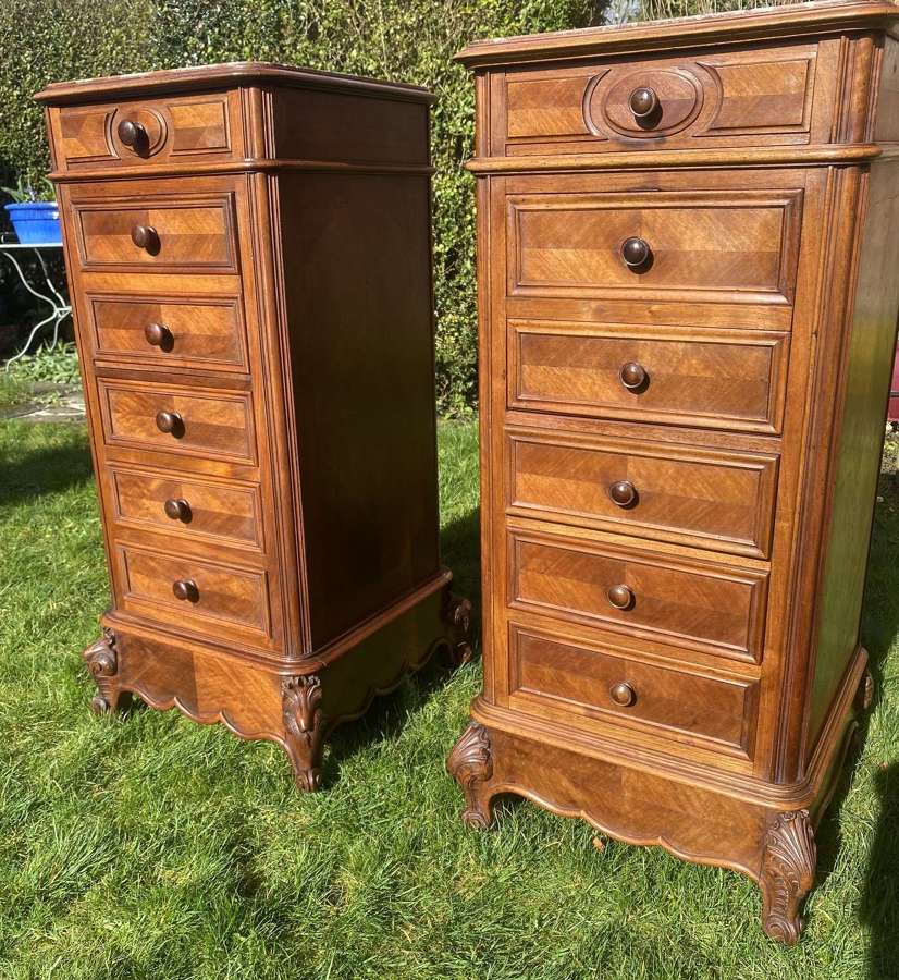 Pair of matched walnut bedside tables or stands