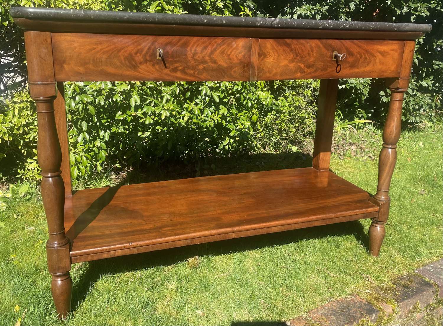 Large marble topped console table
