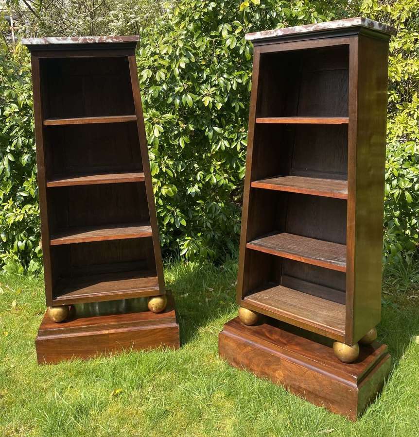 Pair of flame mahogany bookcases