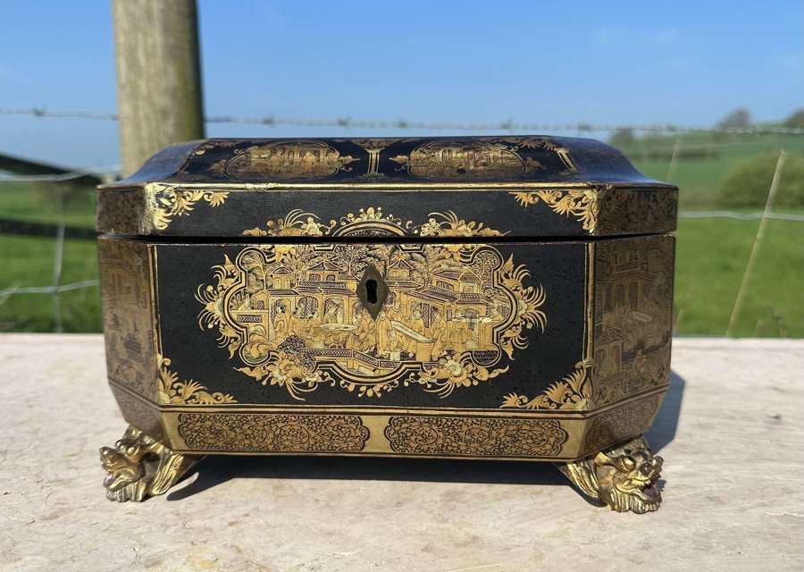 Chinese Laquered Double Tea Caddy