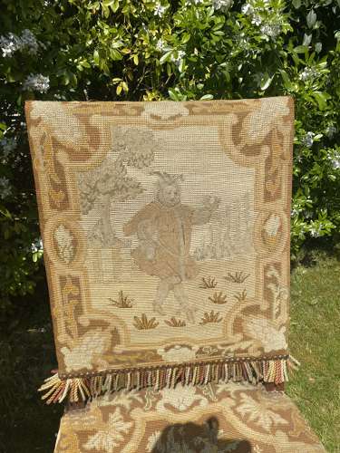 Pair of rosewood needlepoint side or hall chairs