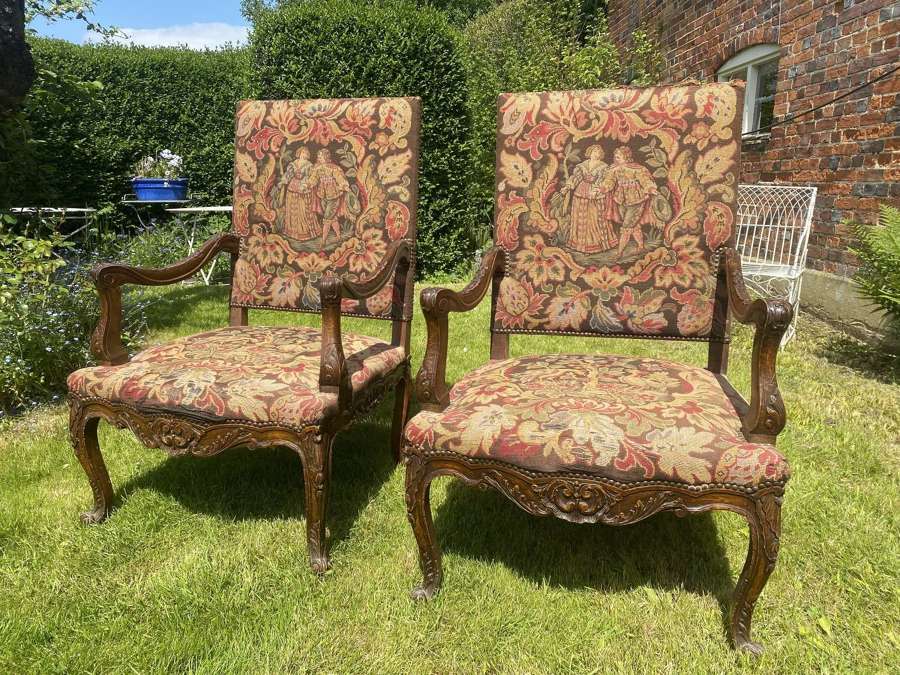 Pair of large carved armchairs