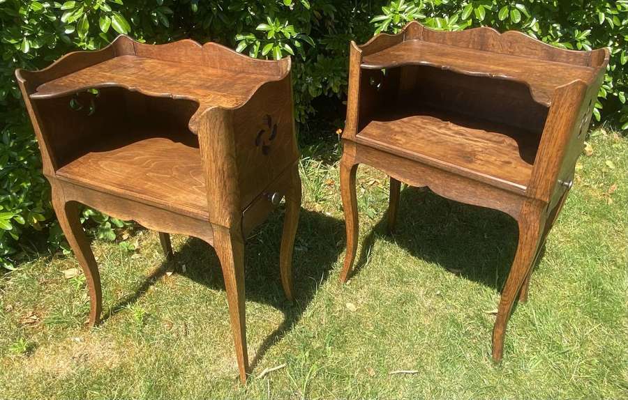 A pair of oak country bedside tables