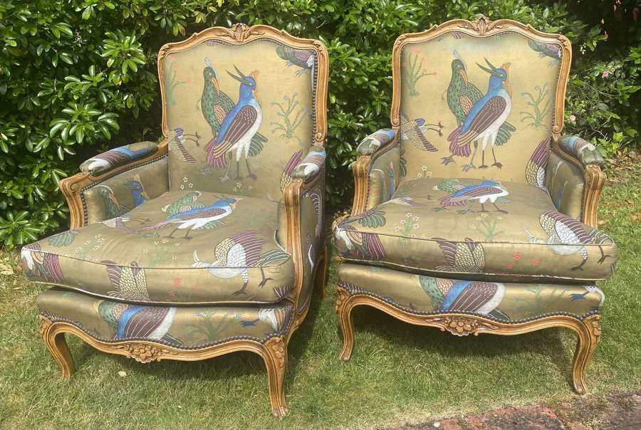 Pair of large upholstered armchairs