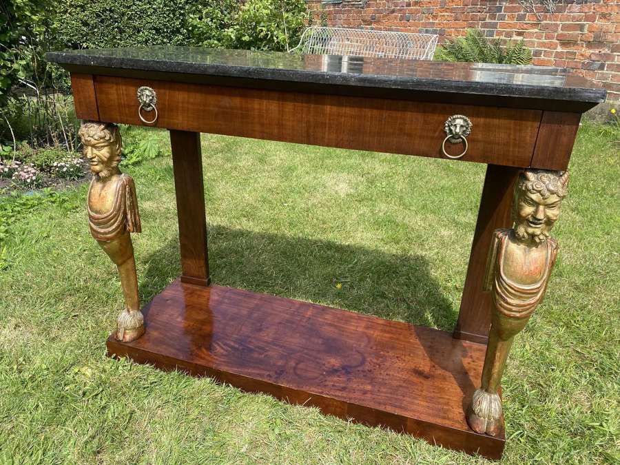 French Empire console table with satyrs