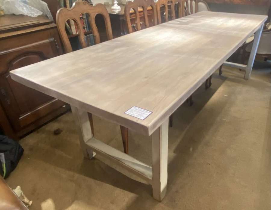 Very large bleached and painted oak table