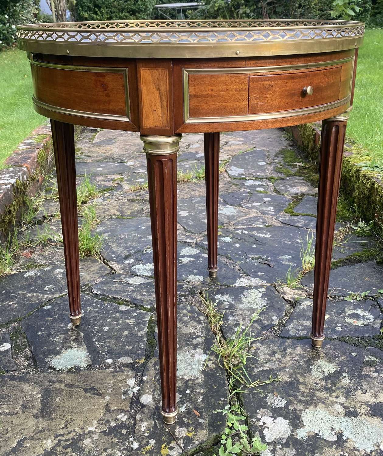 Mahogany and brass inlaid Bouillotte table
