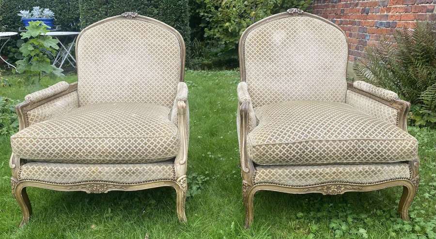 Pair of very large Bergere armchairs