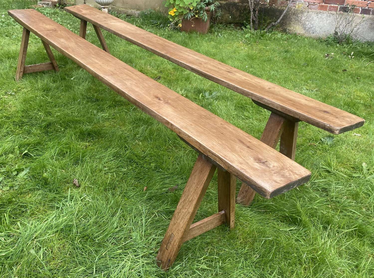 Pair of cherrywood benches