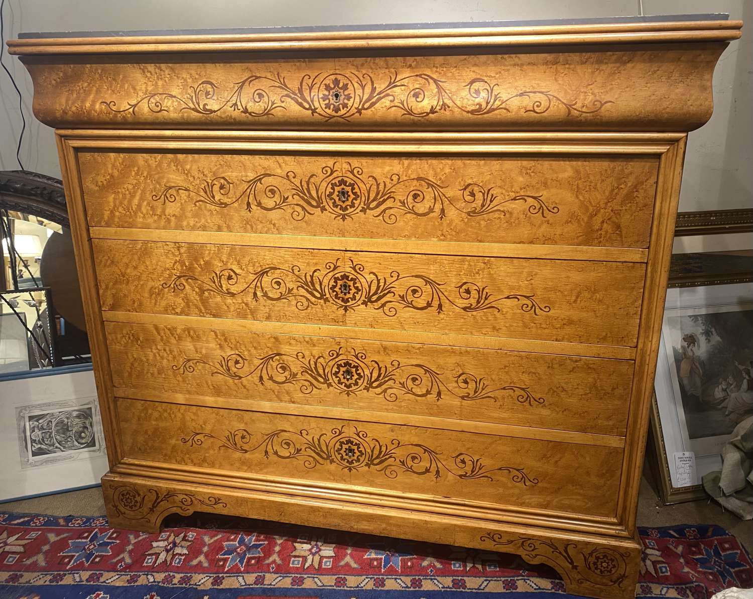 French inlaid commode in Birdseye Maple