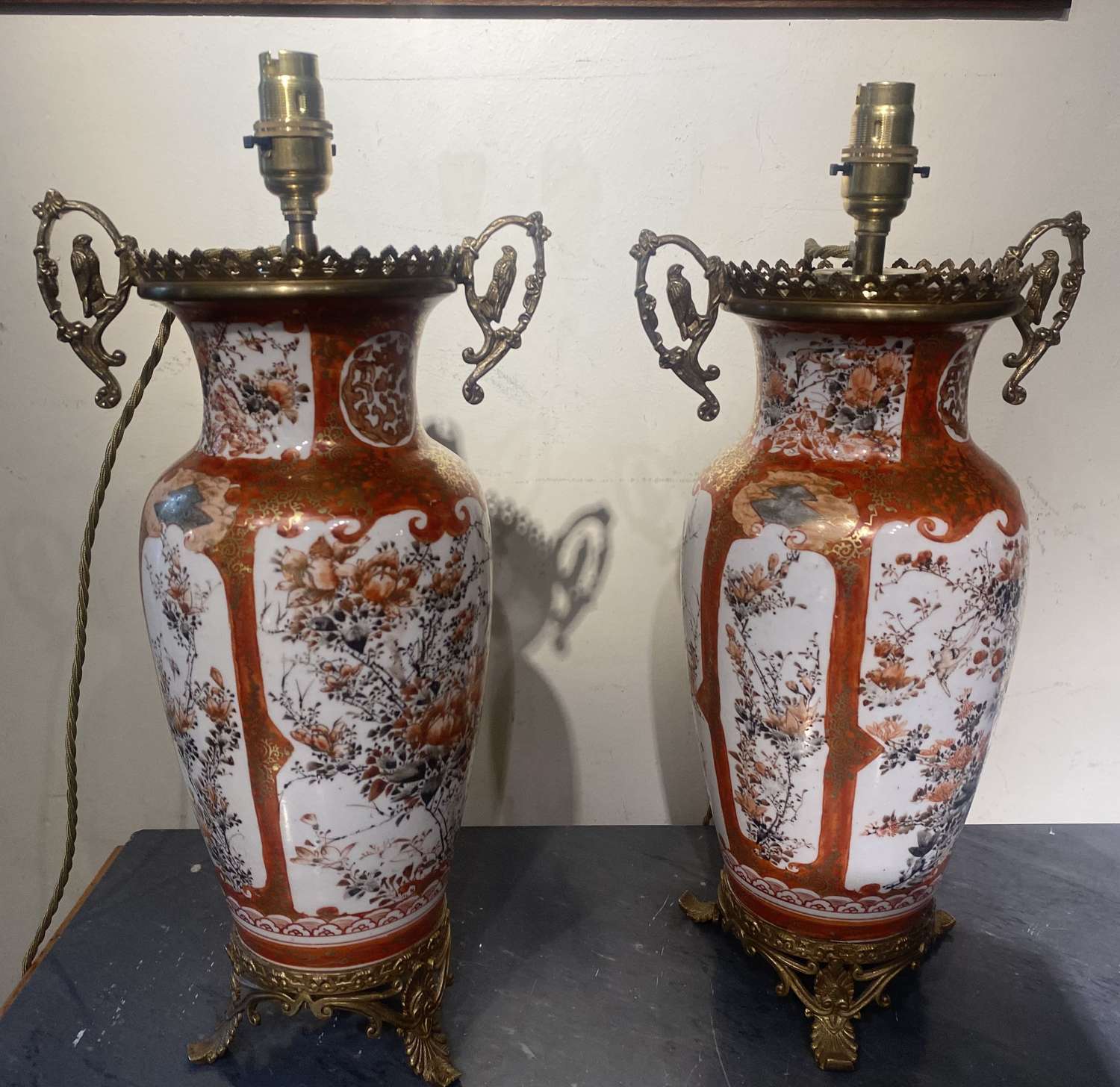 Pair of antique Japanese lamps