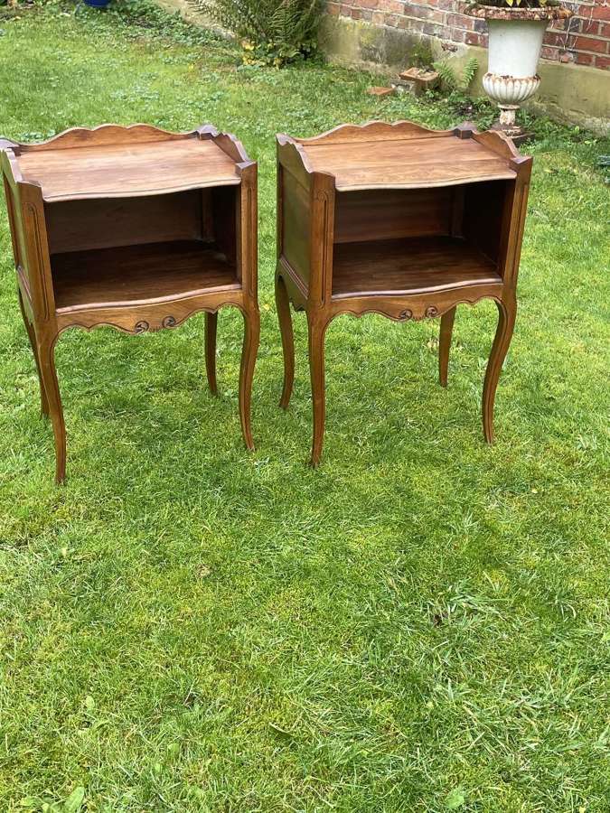 Pair Of French Walnut Bedside Tables