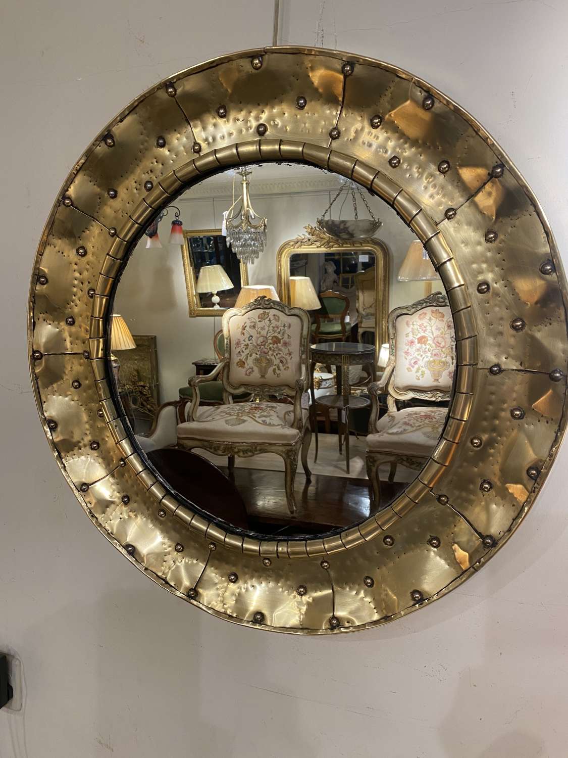Mid Century round mirror by Fitterman of Paris