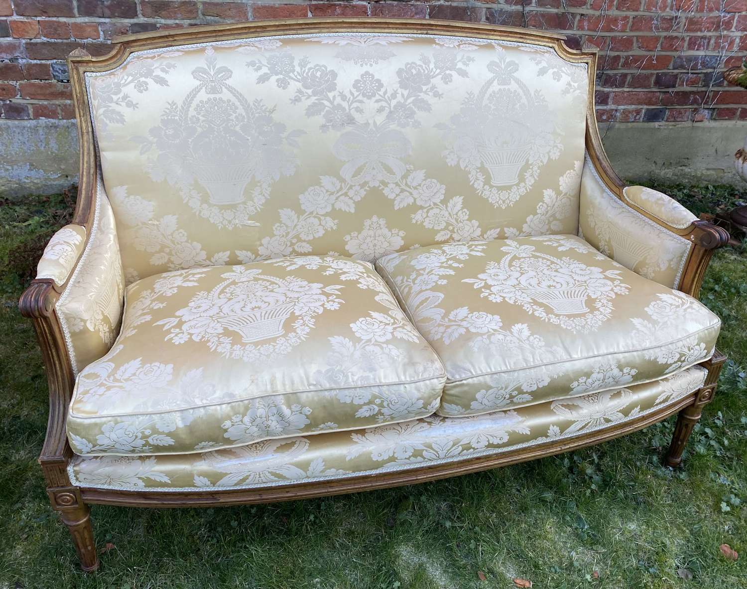Two seater sofa in old silk fabric