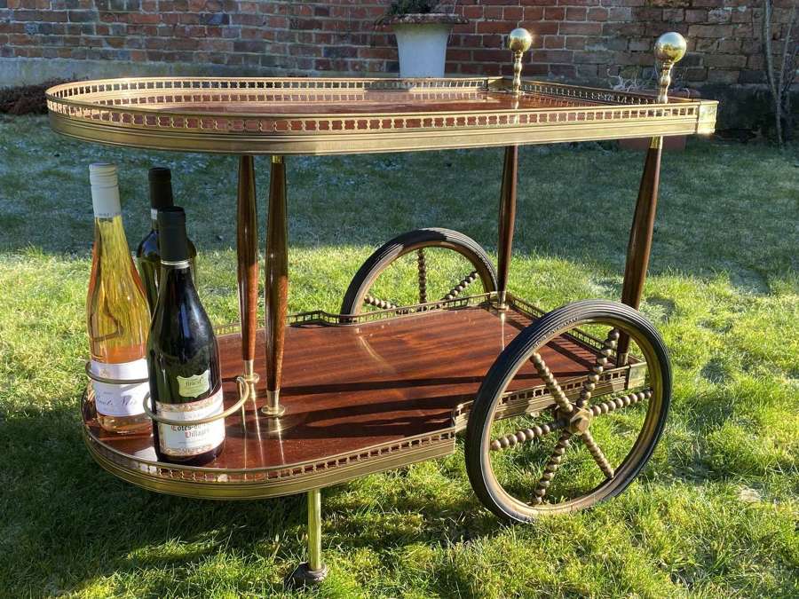 Mahogany and brass drinks trolley