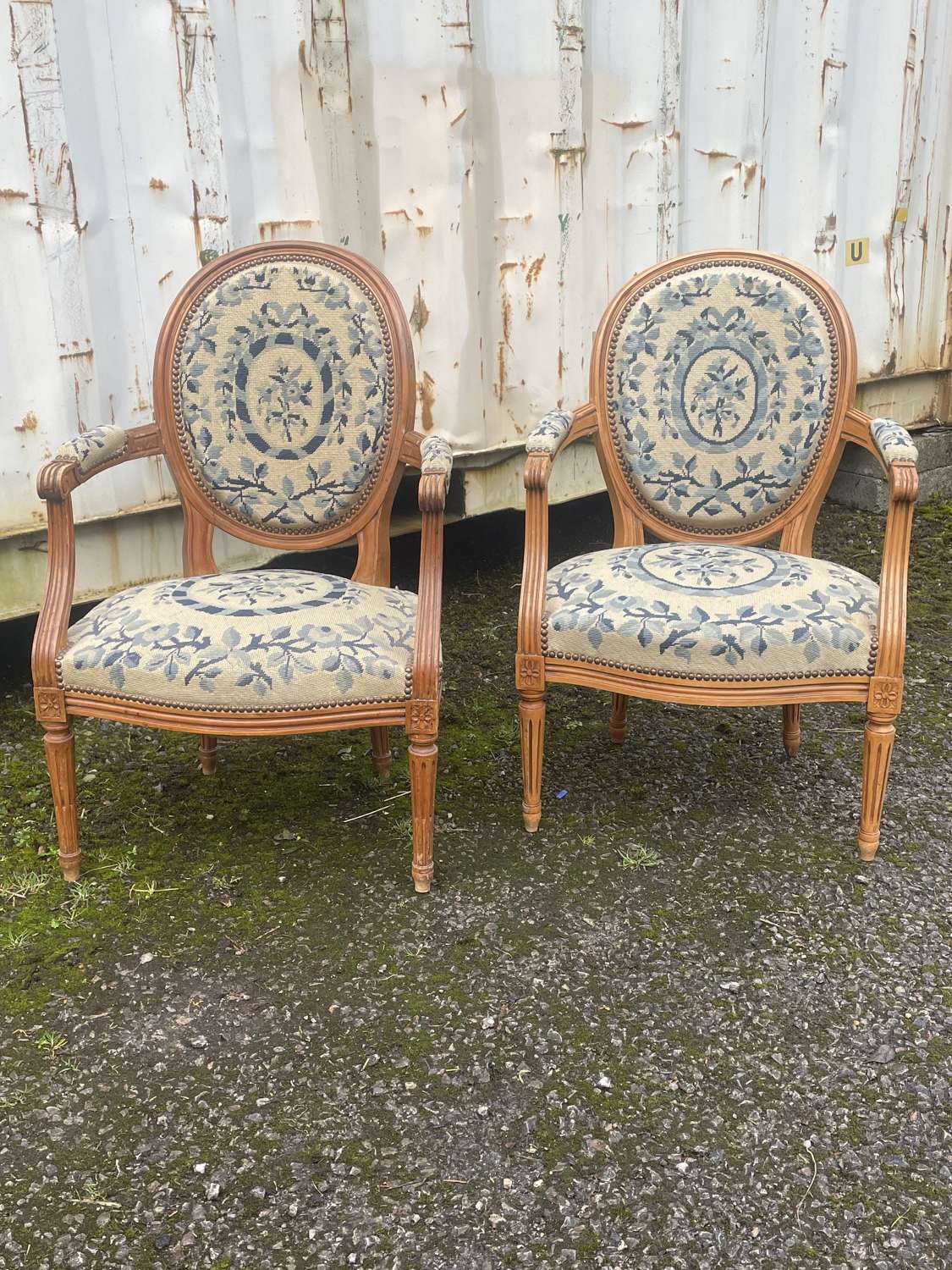 Pair Of Louis XVI Style Needlepoint Chairs