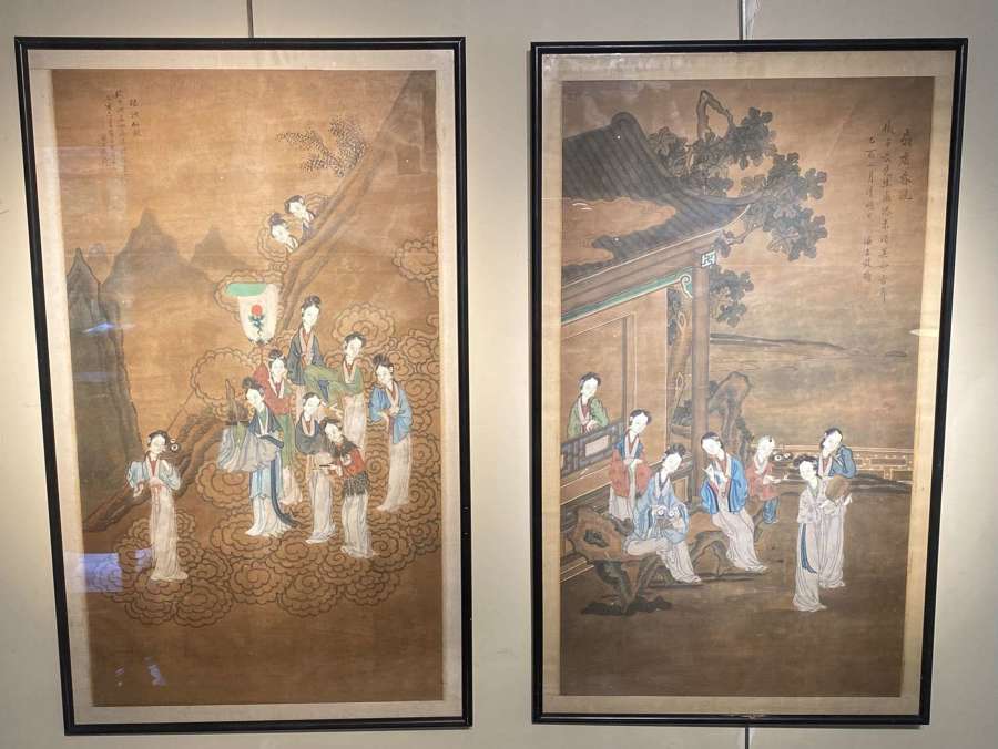Pair of antique Chinese watercolours