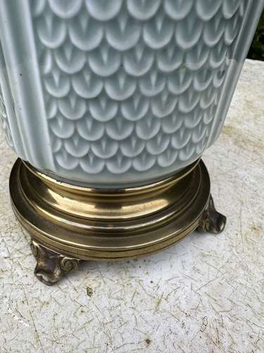 French Celadon Fish Scale Lamp