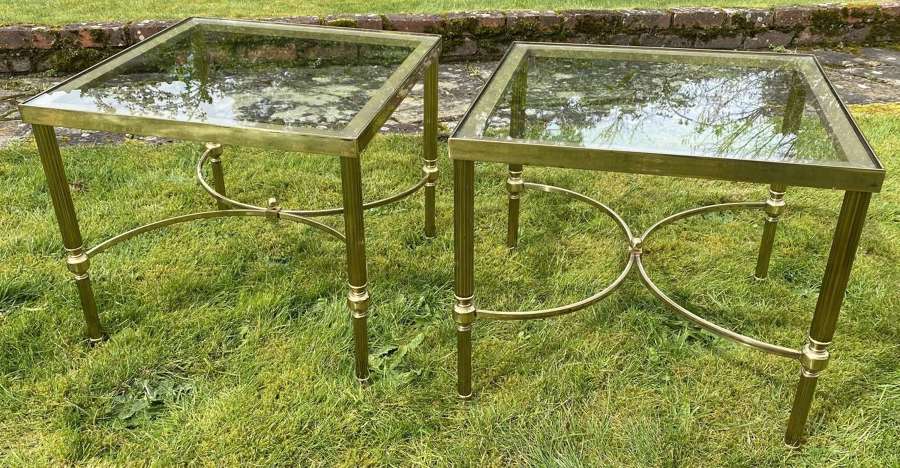 Pair of mid century side tables in brass