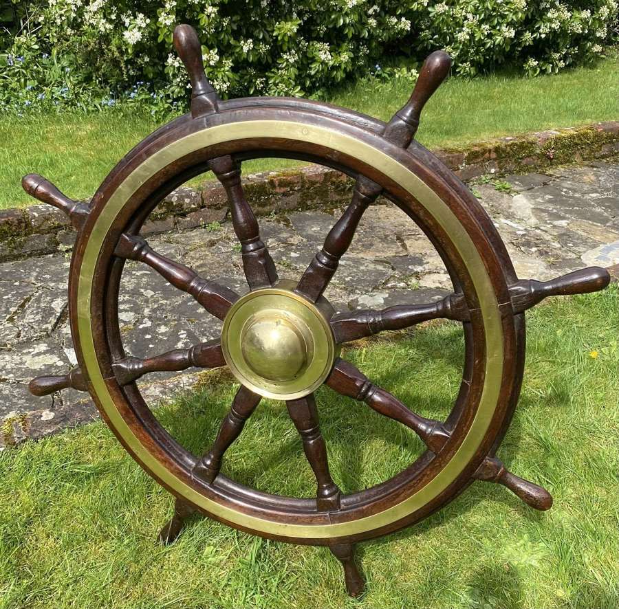 Large brass bound 19th Century Ships wheel
