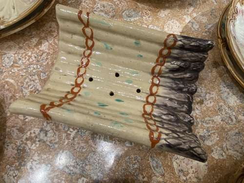 French Faience set of asparagus plates and server