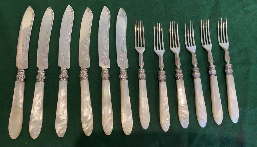 Solid silver mid 19th Century fruit set
